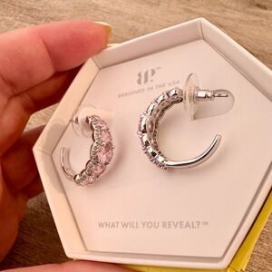 Elegant Pink and Silver Hoop Earrings